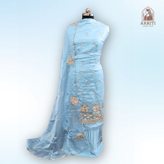 Crape Elegance Embroidered Suit