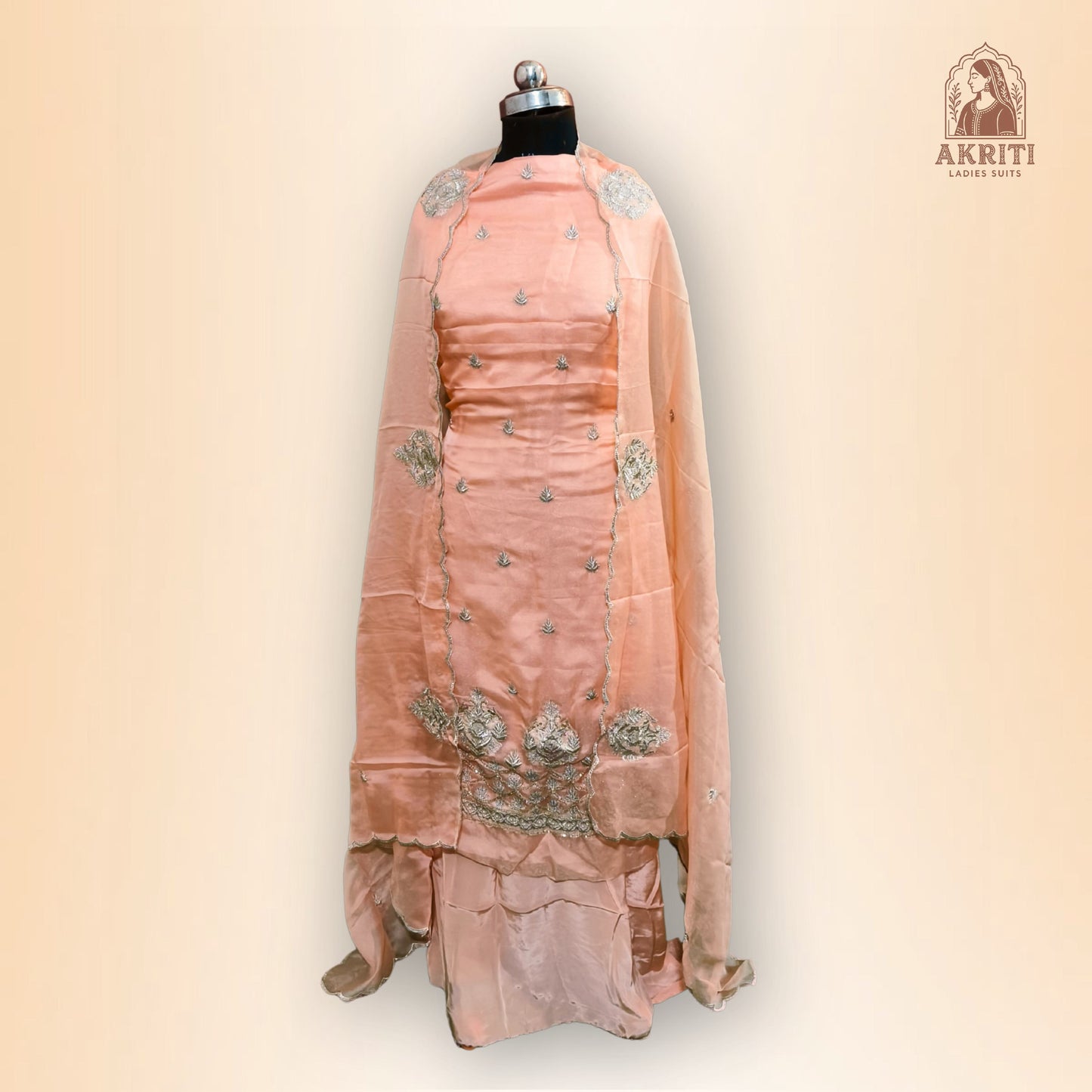 Crape Elegance Embroidered Suit