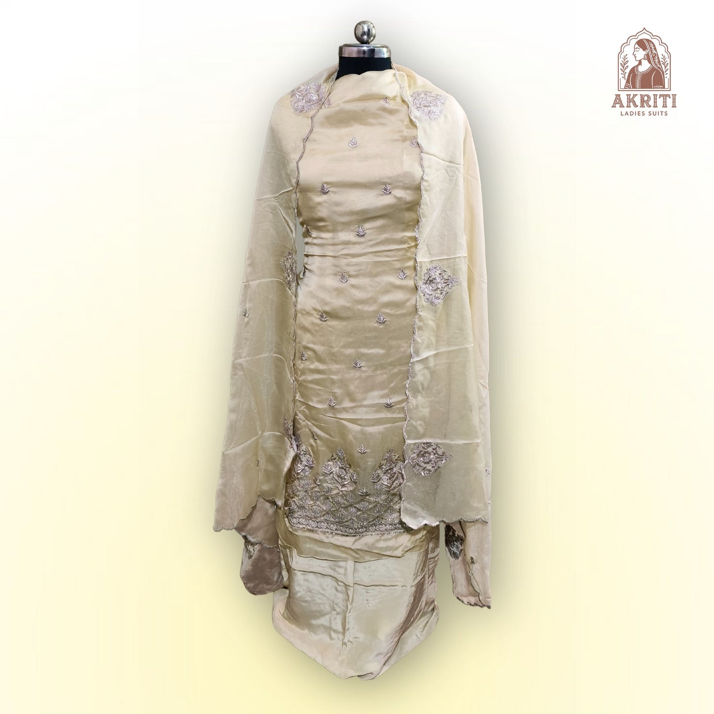 Crape Elegance Embroidered Suit