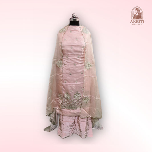 Crape Elegance Embroidered Suit